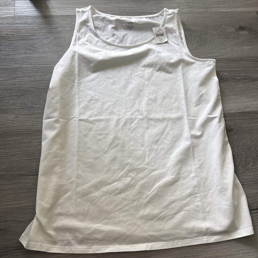 J. Jill Pima Stretch Knit Tank, White, Medium Tall